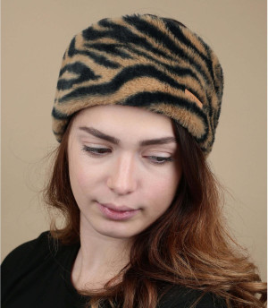 bandeau fourrure tigre Calla Headband print brown